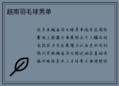 越南羽毛球男单